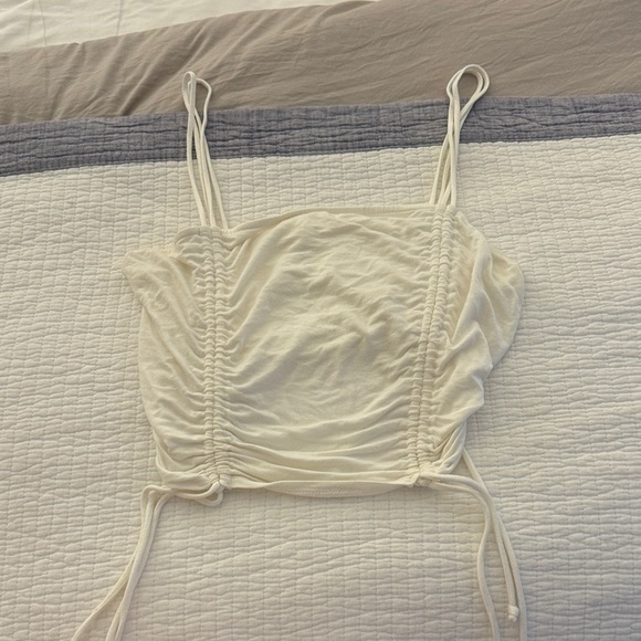 Belinda Tops - Elegant Cream white Ruched Women's Top cropped